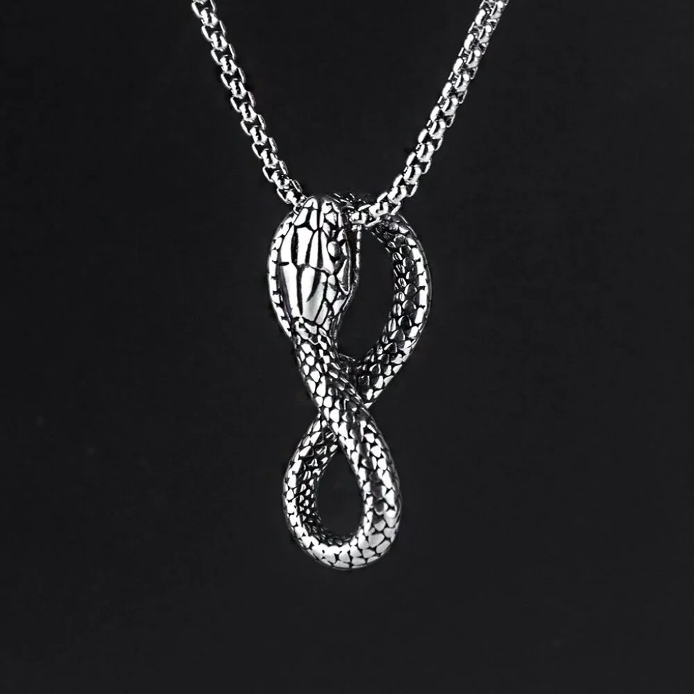Punk Wind Snake King Necklace for Men, BL55590011